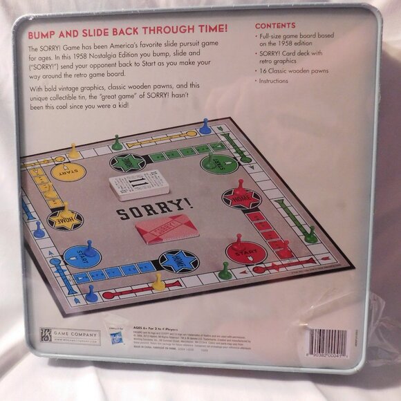 Sorry! Nostalgia Edition Board Game in Collectible Tin Hasbro Parker Brothers - Picture 2 of 4